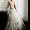 Crystal Grey Tulle Lehenga Set