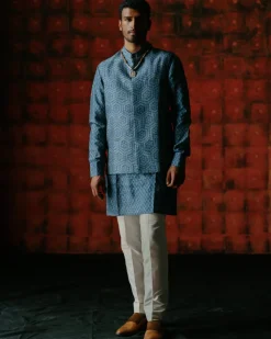 Dante Indigo Nehru Jacket Set