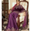 Deep Purple Embroidered Velvet Sari Set