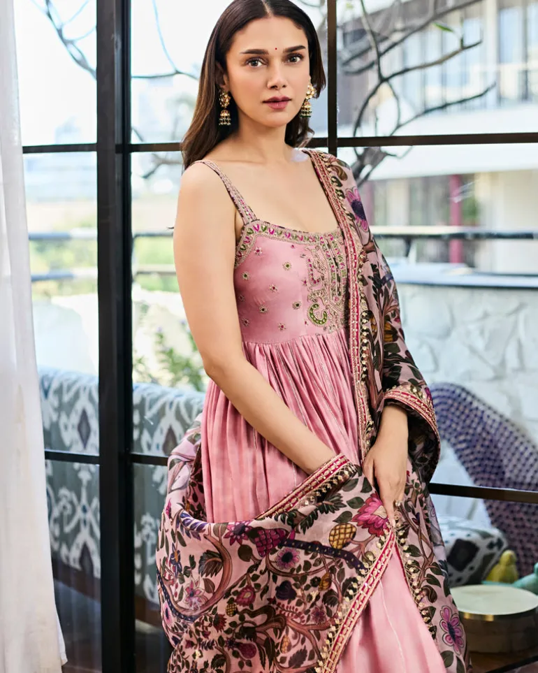Dusky Pink Hydari Anarkali Set