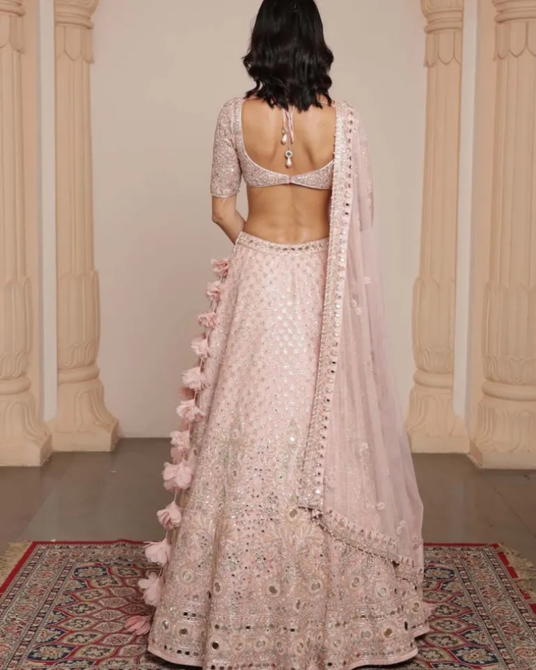 Dust Pink Paisley Rose Gold Lehenga Set