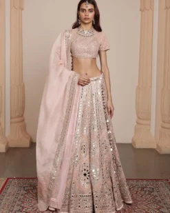 Dust Pink Rose Gold Lehenga Set