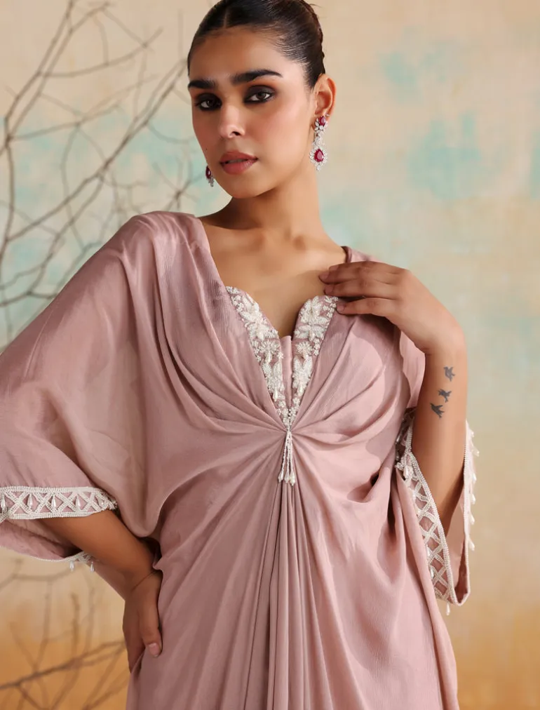 Dusty Pink Draped Kaftan
