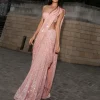 Dusty Pink Embellished Sari Set