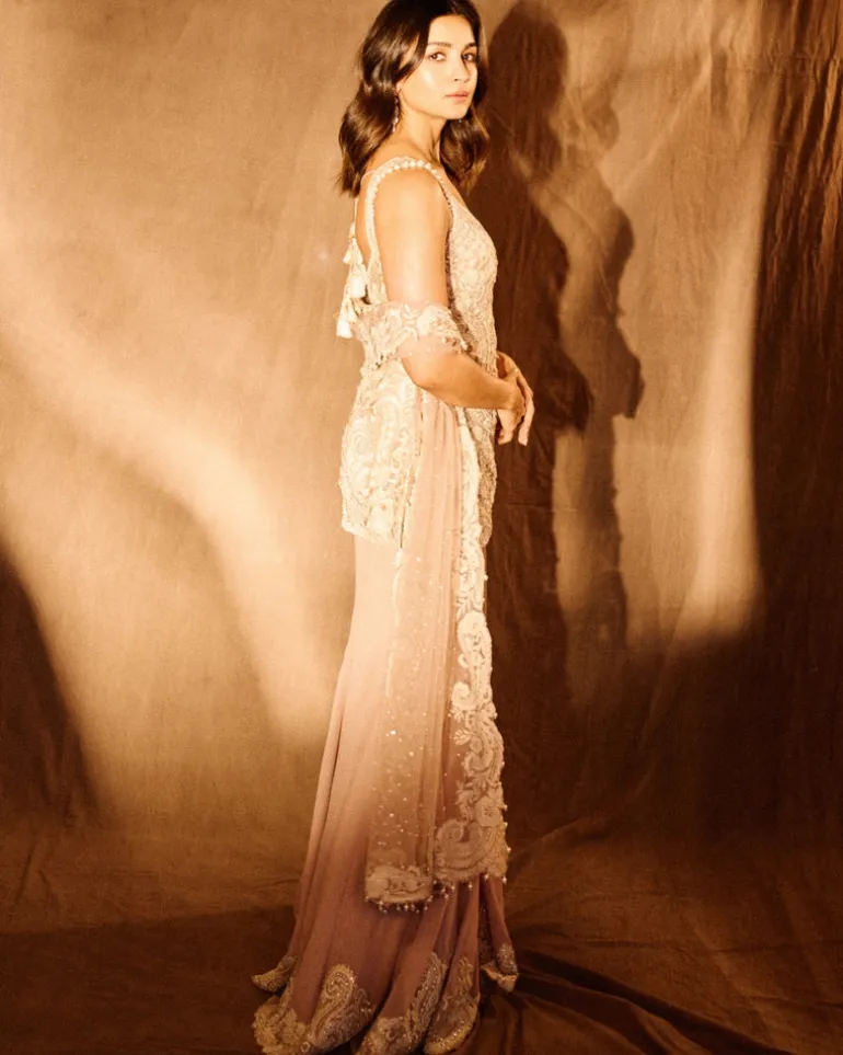 Dusty Pink Pearl Sharara Set