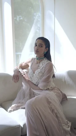 Dusty Pink Pearl Sharara Set