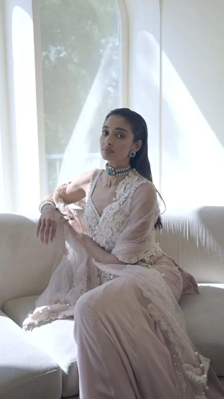Dusty Pink Pearl Sharara Set