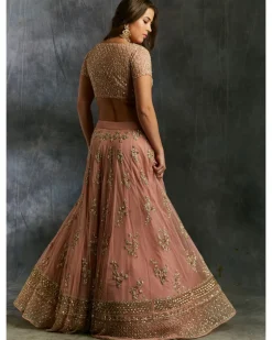 Dusty Pink With Gold Work Lehenga Set