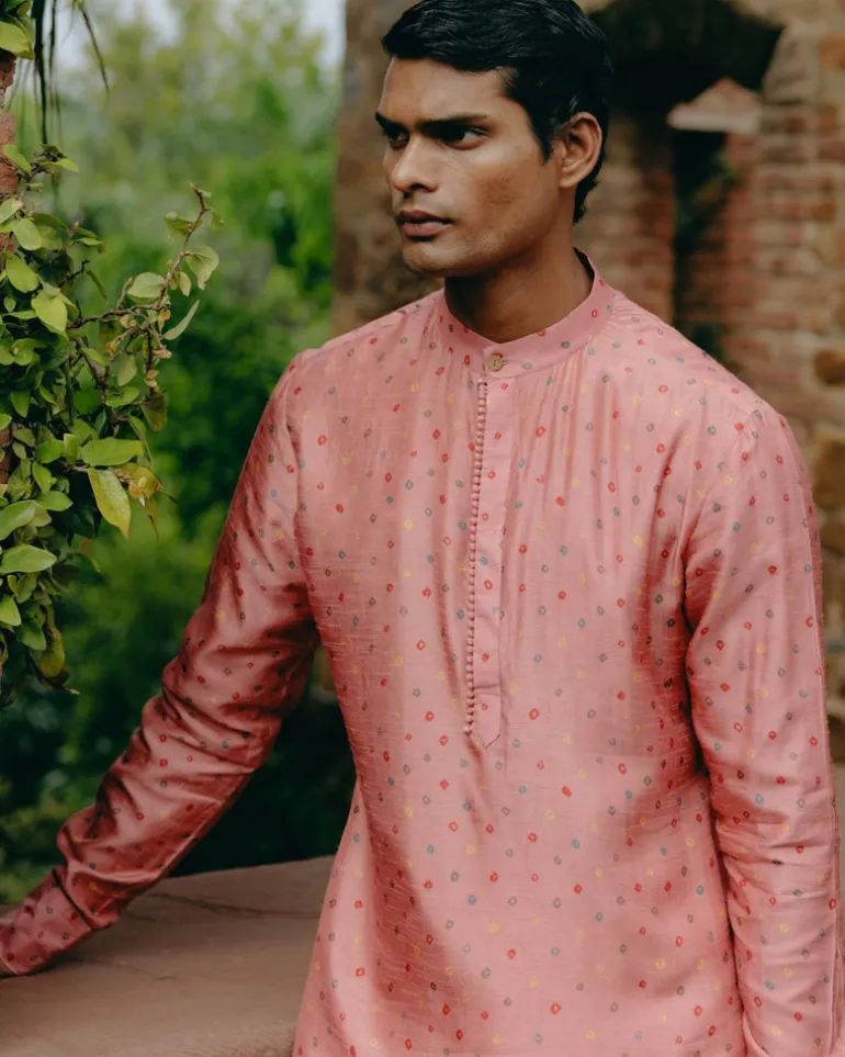 Dusty Rose Printed Kurta Set