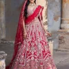 Eleni Maroon Raw Silk Bridal Lehenga