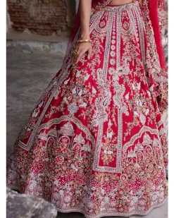 Eleni Maroon Raw Silk Bridal Lehenga