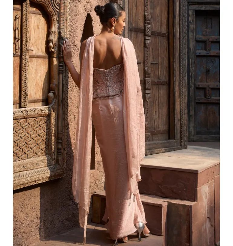 Ember Rose Corset and Drape Skirt Set with Dupatta