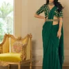 Emerald Green Antique Tone Sari Set