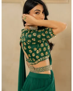 Emerald Green Antique Tone Sari Set