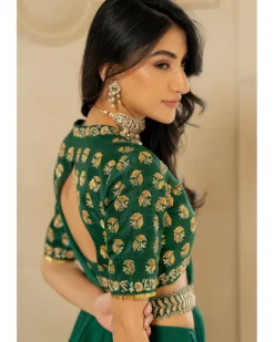 Emerald Green Antique Tone Sari Set