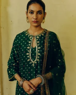 Emerald Green Bandhej Kurta Set