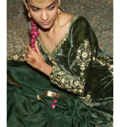 Emerald Green Embroidered Velvet Gharara Set