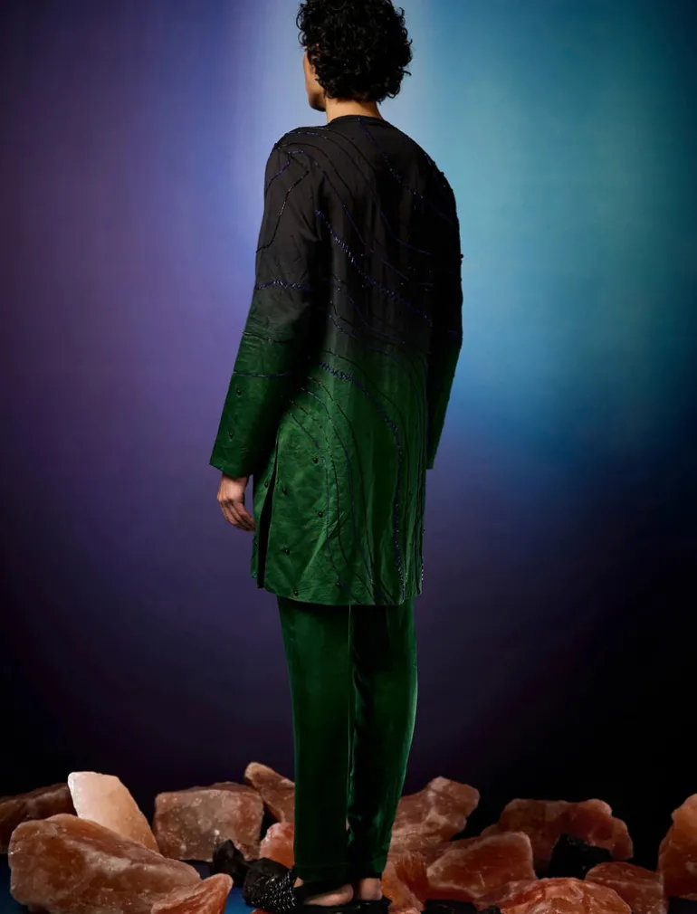Emerald Ombre Swirl Kurta Set