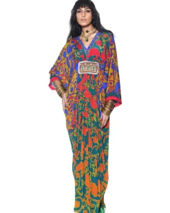 Emerald Orange Royal Paisley Belt Kaftan