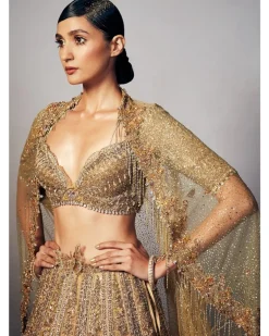 Emma Shimmer Tulle Bridal Lehenga & Cape Set