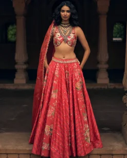 Ethereal Crimson Lehenga Set