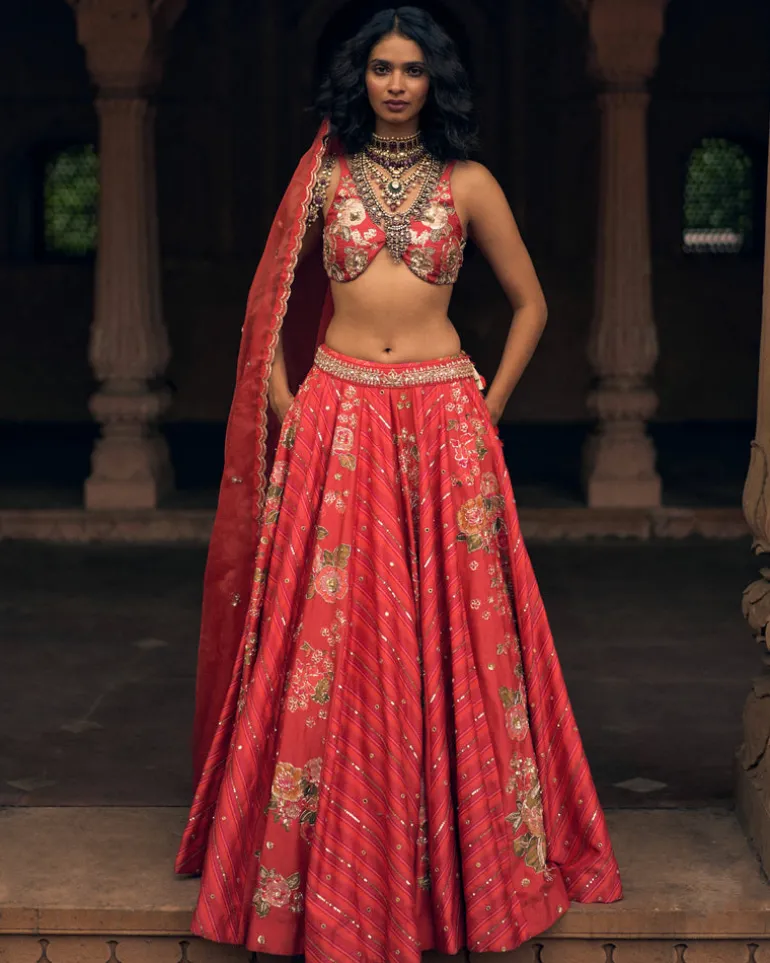 Ethereal Crimson Lehenga Set
