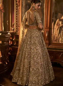 Falaknuma Antique Gold Tissue Lehenga Set