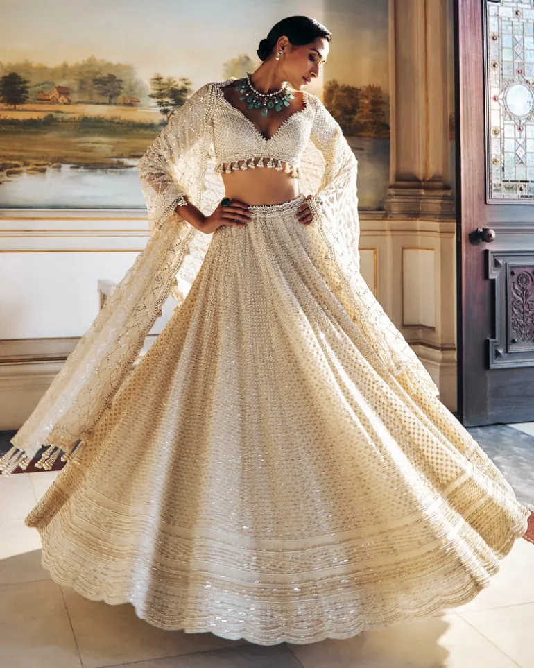 Falaknuma Ivory Pearl Lehenga Set