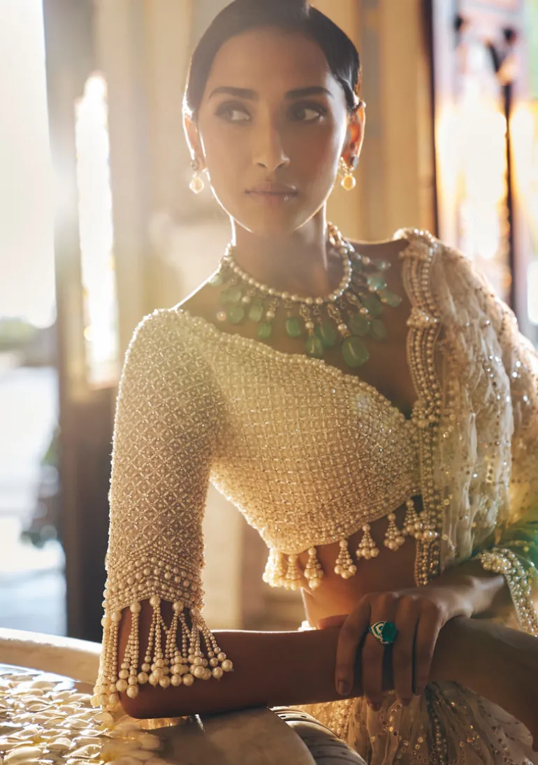 Falaknuma Ivory Pearl Lehenga Set