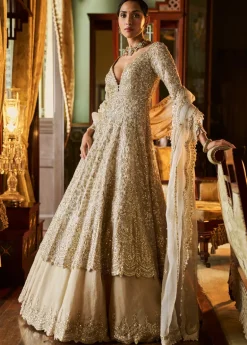 Falaknuma Silver Gold Jacket Lehenga Set