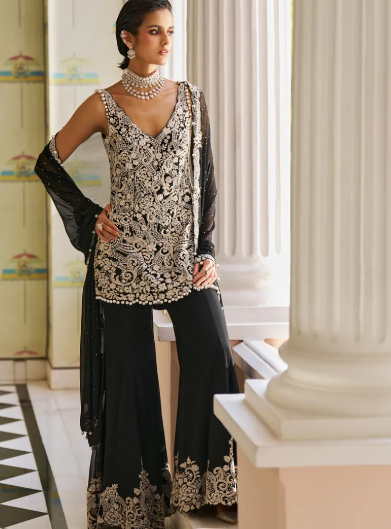 Fiori Black Pearl Sharara Set