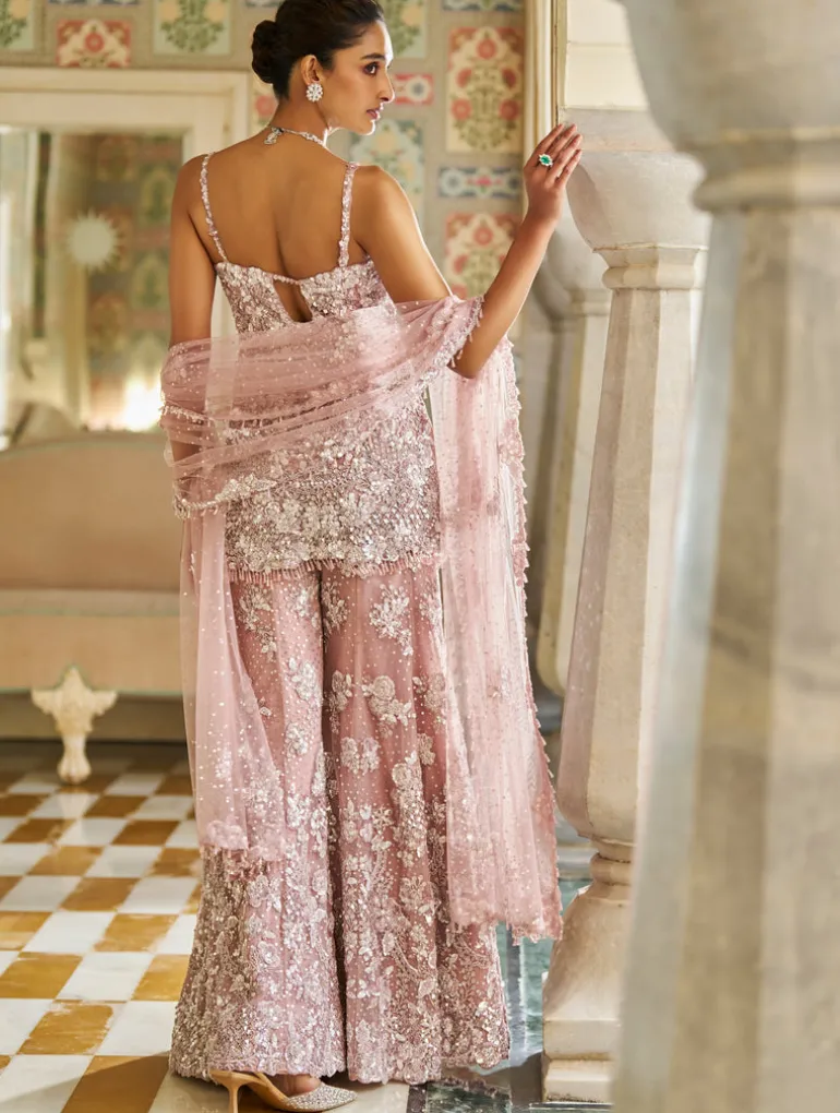 Fiori Mauve Sequin Sharara Set