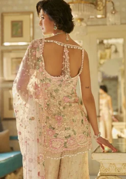 Fiori Nude Multi-Coloured Three-Dimensional Sharara Set