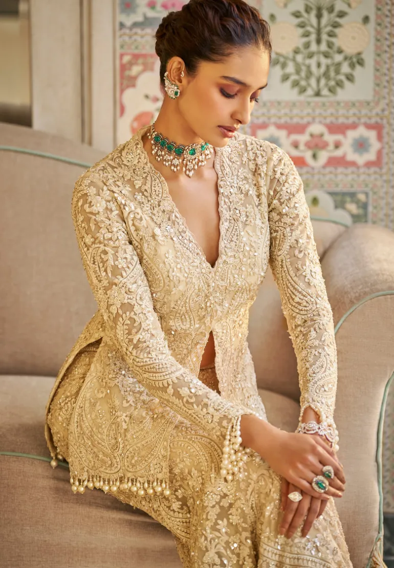 Fiori Nude Paisley Sharara Set