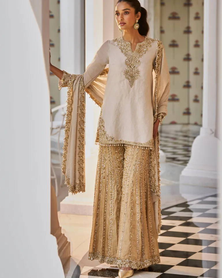 Fiori Silver Gold Sharara Set