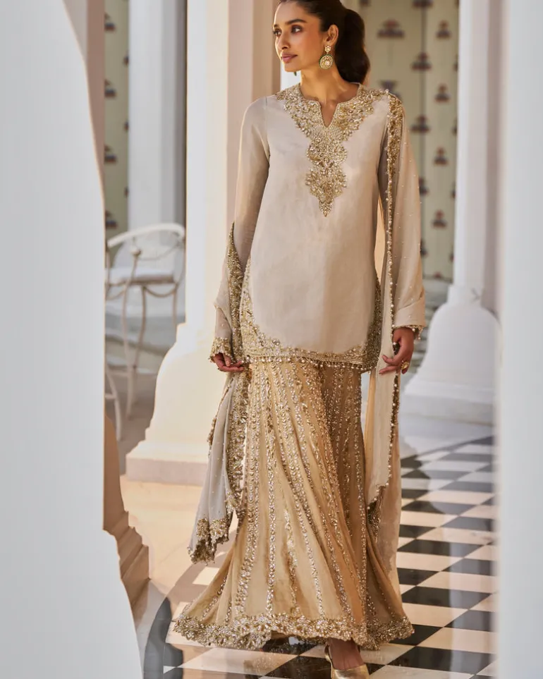 Fiori Silver Gold Sharara Set