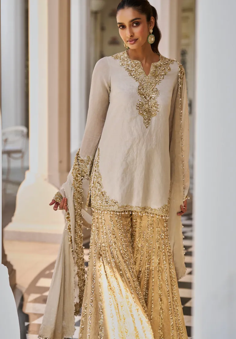 Fiori Silver Gold Sharara Set