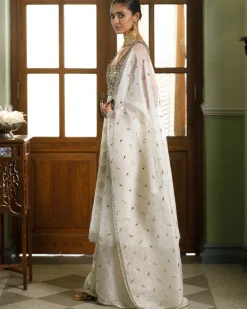 Fiza Strapless Anarkali With Sharara And Dupatta Set