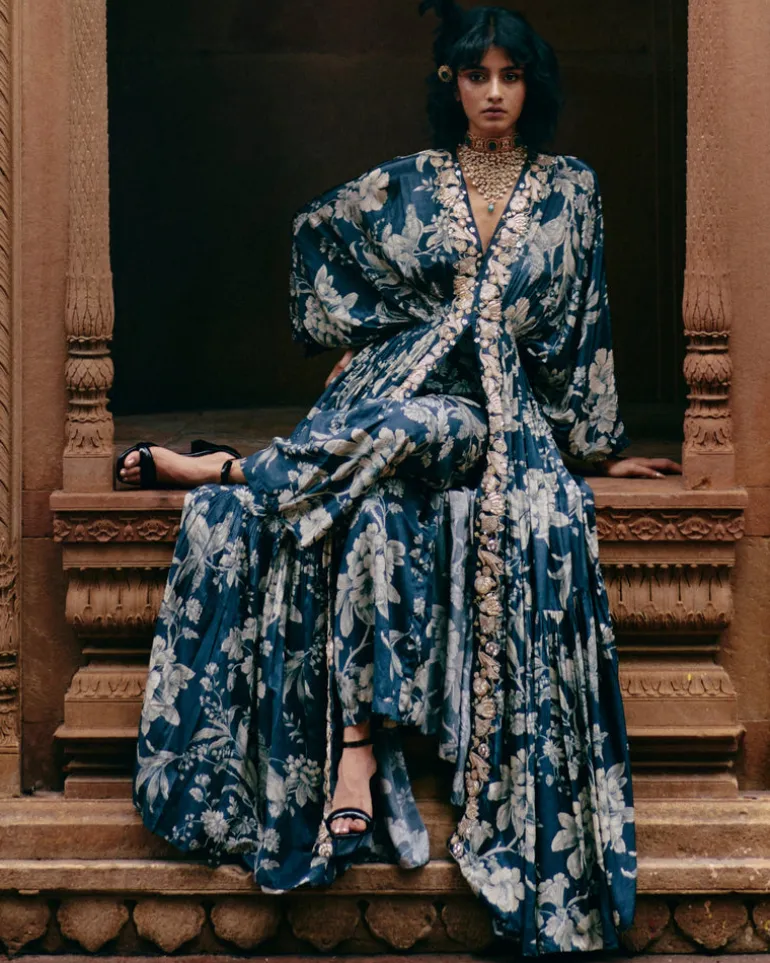 Floral Jaal Print Kaftan Set
