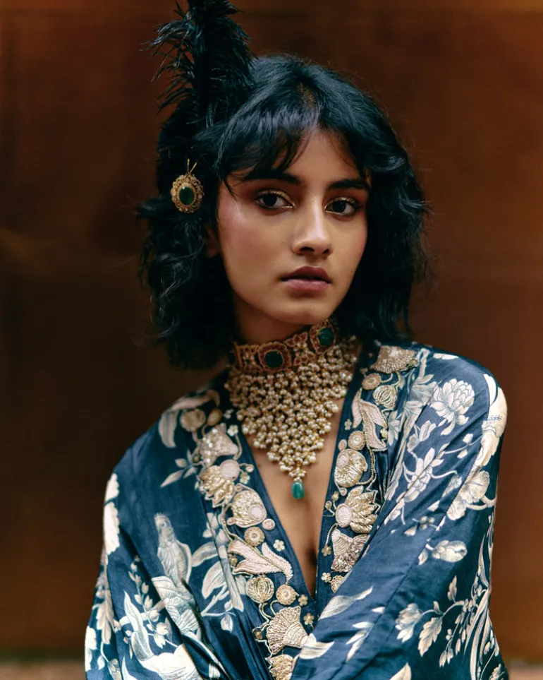 Floral Jaal Print Kaftan Set