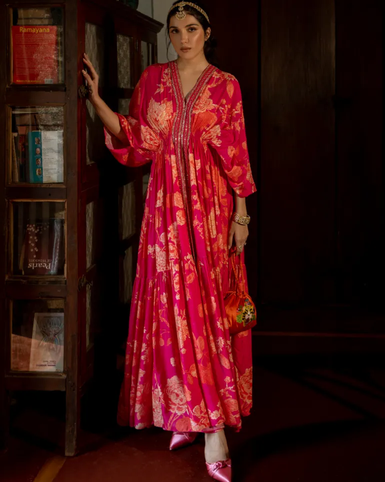 Flourishing Floral Jaal Kaftan Set