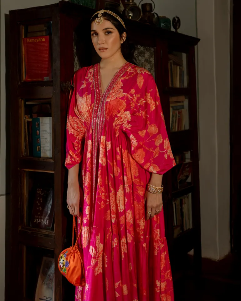 Flourishing Floral Jaal Kaftan Set