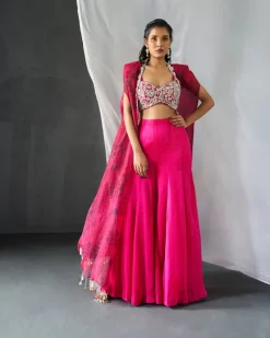 Fuchsia Blossom Cape & Sharara Set