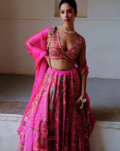 Fuchsia Embellished Lehenga Set