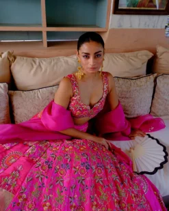 Fuchsia Floral Lehenga Set