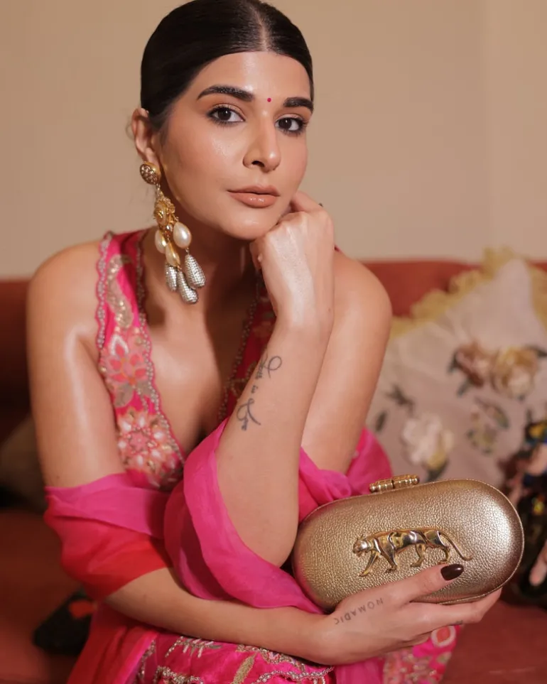 Fuchsia Peplum Sharara Set