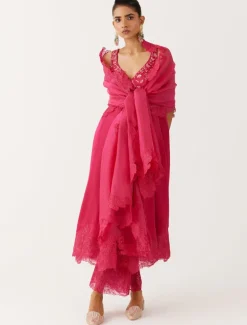 Fuchsia Pink Dori And Sequins Embroidered Anarkali Set