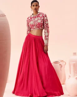 Fuchsia Retro Lehenga Set