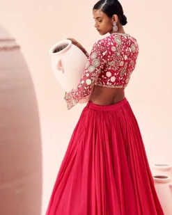 Fuchsia Retro Lehenga Set