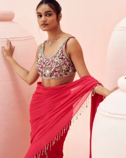Fuchsia Retro Sari